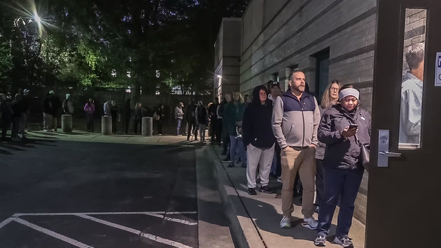 Early voting begins at Joan P. Garner Library at Ponce De Leon in Atlanta on Tuesday, October 15, 2024, in Atlanta. John Spink / AJC