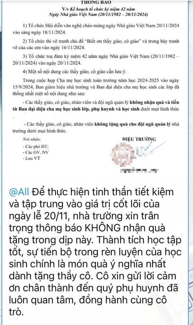 Tranh luận về việc tặng quà nhân Ngày Nhà giáo Việt Nam- Ảnh 2.