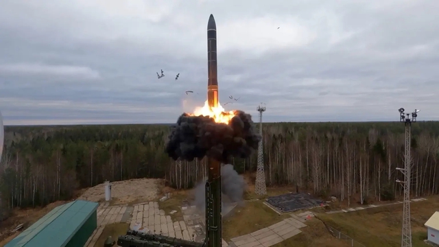 A Yars ICBM launches in a strategic deterrence forces exercise on Oct. 26, 2024, in Russia. EyePress News/Shutterstock