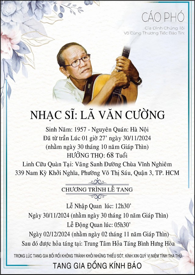 Nhạc sĩ Lã Văn Cường qua đời- Ảnh 1.