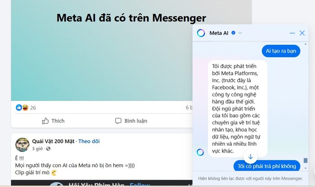 AI Meta tiếng Việt bất ngờ tích hợp vào ứng dụng Messenger- Ảnh 1.