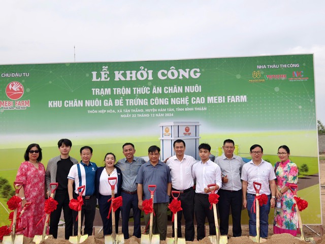 Khởi công Trạm trộn thức ăn chăn nuôi tại KCN gà đẻ trứng công nghệ cao Mebi Farm- Ảnh 1.