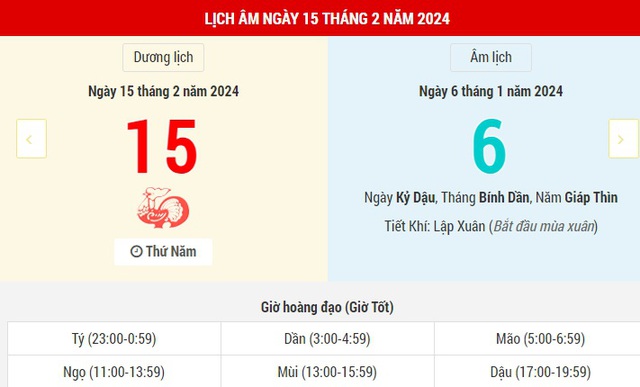 Lịch Âm hôm nay (15-2) những thông tin tham khảo- Ảnh 1.