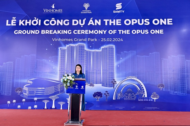 Đại diện chủ đầu tư Vinhomes chia sẻ tại buổi lễ khởi công xây dựng dự án The Opus One