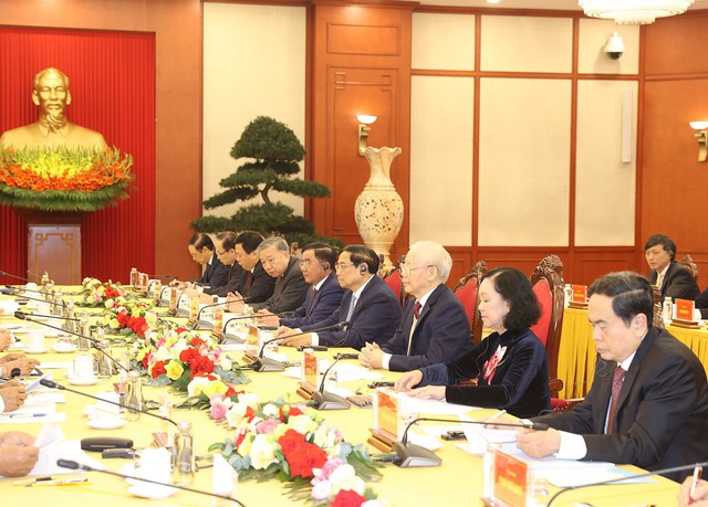 Tổng Bí thư Nguyễn Phú Trọng đồng chủ trì cuộc gặp cấp cao Việt - Lào- Ảnh 4.