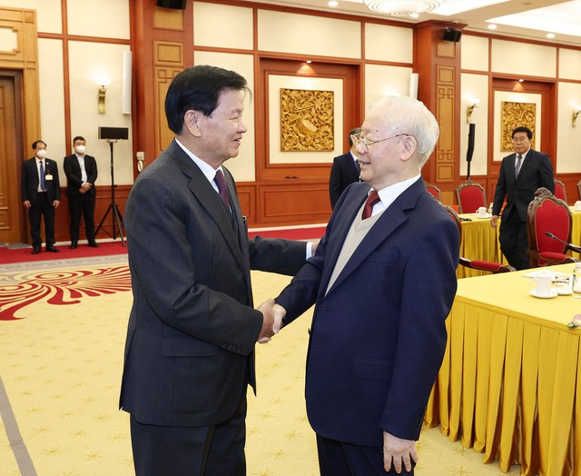 Tổng Bí thư Nguyễn Phú Trọng đồng chủ trì cuộc gặp cấp cao Việt - Lào- Ảnh 3.