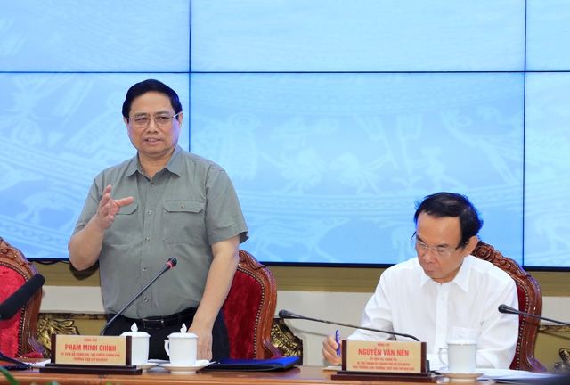 Thủ tướng Phạm Minh Chính phát biểu chỉ đạo tại hội nghị Ảnh: TTXVN