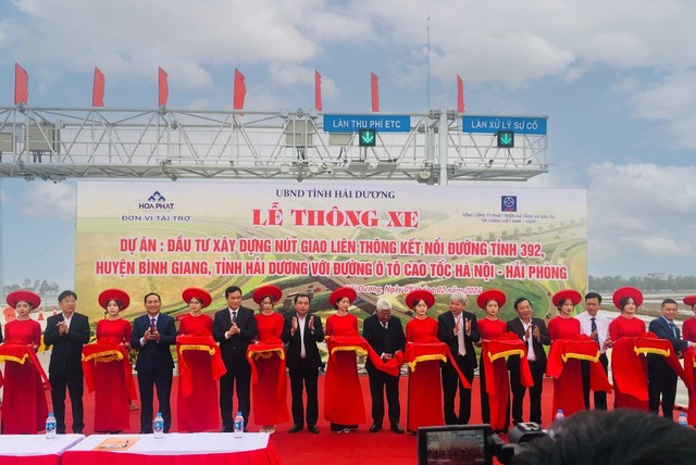 Khánh thành nút giao đường tỉnh 392 với cao tốc Hà Nội – Hải Phòng do Hòa Phát tài trợ- Ảnh 1.