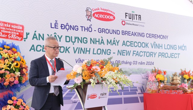 Ông Kaneda Hiroki - Tổng Giám đốc Công ty Acecook Việt Nam - phát biểu tại buổi lễ