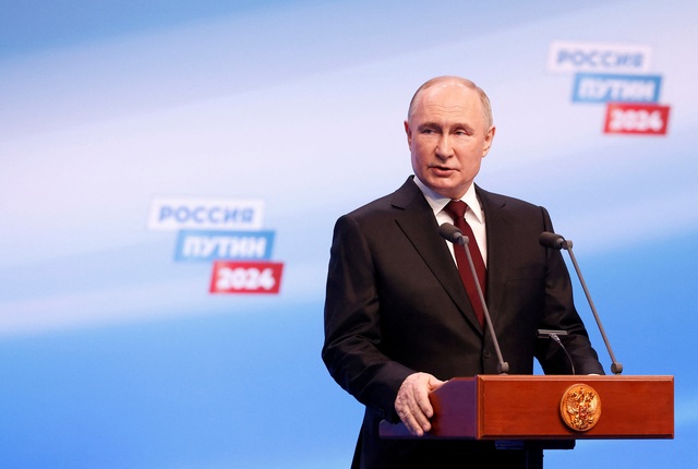 Tổng thống Nga Vladimir Putin phát biểu tại thủ đô Moscow hôm 18-3Ảnh: Reuters