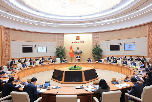 Thủ tướng Phạm Minh Chính chủ trì phiên họp Chính phủ thường kỳ tháng 2-2024 Ảnh: NHẬT BẮC
