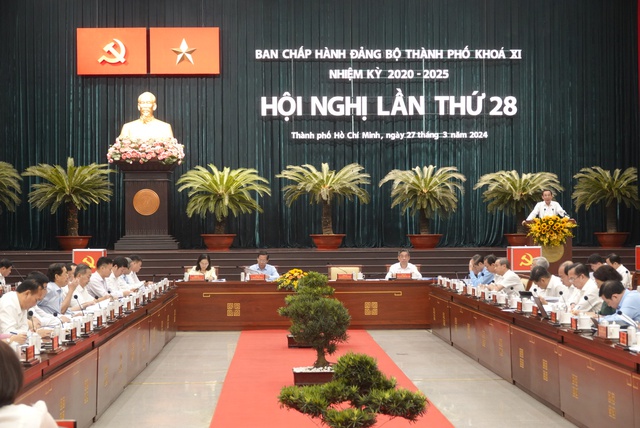 Toàn cảnh Hội nghị lần thứ 28 (mở rộng) của Ban Chấp hành Đảng bộ TP HCM khóa XI nhiệm kỳ 2020 - 2025