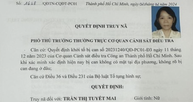 Công an TP HCM truy nã Trần Thị Tuyết Mai- Ảnh 1.