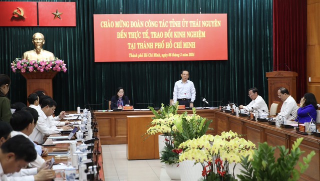 Thành ủy TP HCM tiếp đoàn Tỉnh ủy Thái Nguyên đến trao đổi kinh nghiệm- Ảnh 1.