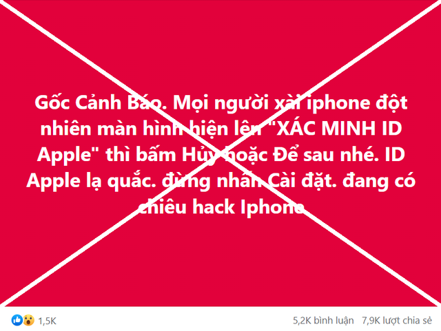 Thực hư thông tin gây xôn xao”xác minh ID Apple sẽ bị hack tài khoản ngân hàng”