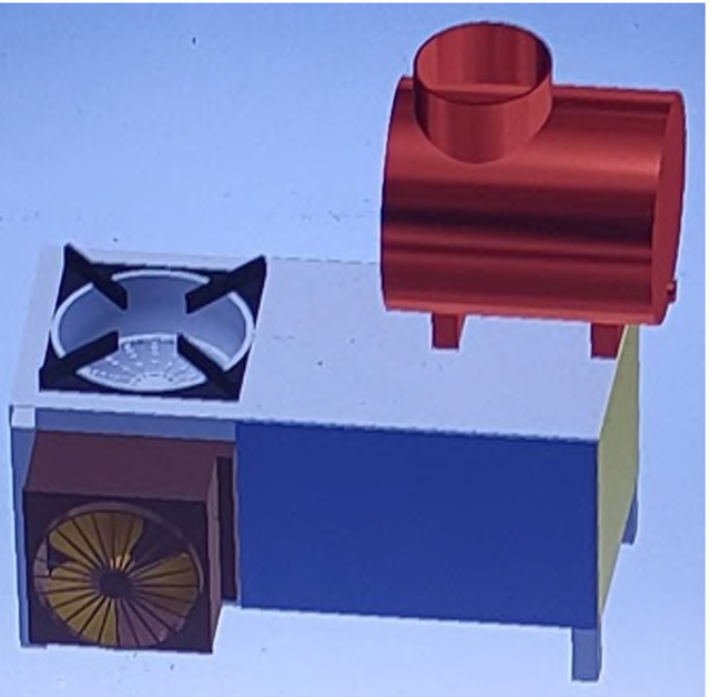 Mô hình 3D của bếp đun tái chế từ dầu thải  Ảnh: Ca Linh