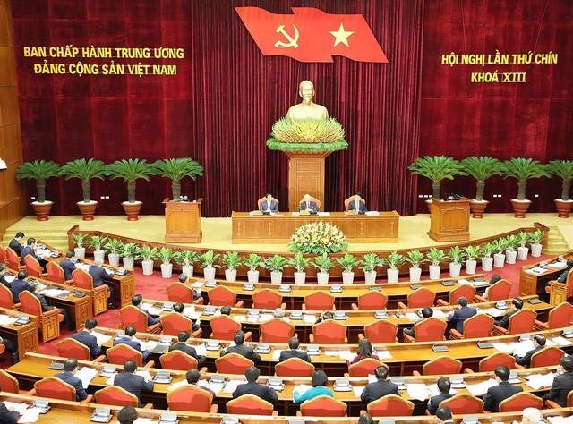 Hội nghị lần thứ 9 Ban Chấp hành Trung ương Đảng khóa XIII khai mạc vào sáng 16-5 dưới sự chủ trì của Tổng Bí thư Nguyễn Phú TrọngẢnh: TTXVN