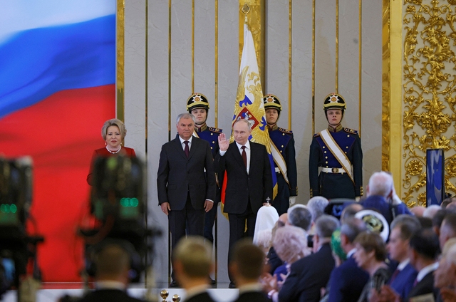 Tổng thống Nga Vladimir Putin trong lễ nhậm chức tại Điện Kremlin ngày 7-5. Ảnh: REUTERS