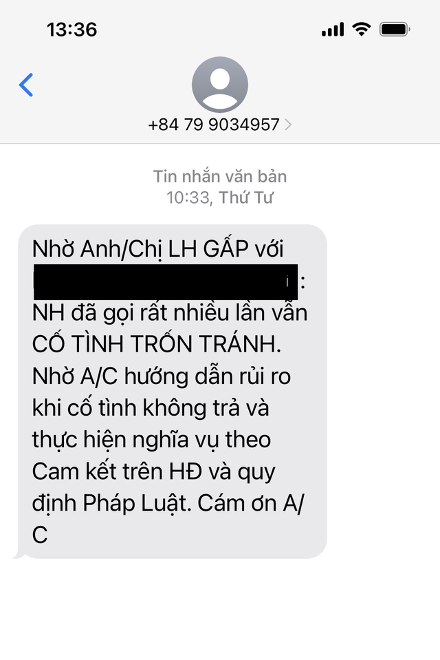 Tin nhắn các đối tượng gửi đến chị B.