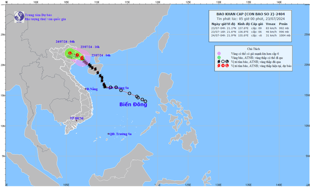 Thông tin về cơn bão số 2, diễn biến thời tiết TP HCM và Nam Bộ ngày 23-7- Ảnh 2.