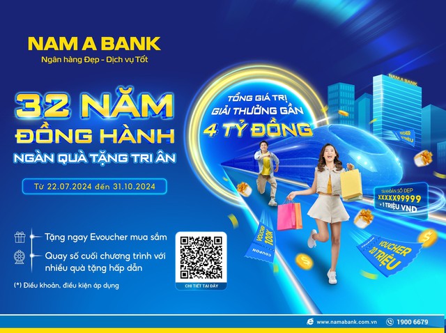Kỷ niệm 32 năm thành lập, Nam A Bank tung ưu đãi trị giá lên đến 4 tỷ đồng- Ảnh 1. Kỷ niệm 32 năm thành lập, Nam A Bank tung ưu đãi trị giá lên đến 4 tỷ đồng- Ảnh 1.