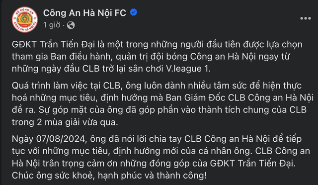 Ông Trần Tiến Đại chia tay CLB Công an Hà Nội- Ảnh 2.