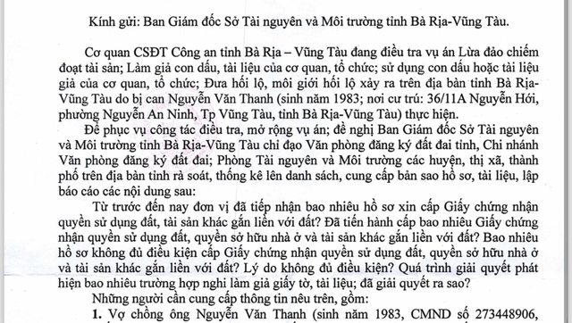 Công an đề nghị cung cấp hồ sơ liên quan đến vụ đưa hối lộ, lừa đảo tại Vũng Tàu- Ảnh 1.