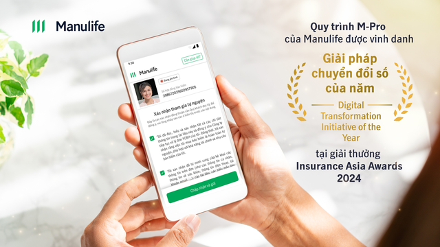 Quy trình M-Pro của Manulife được vinh danh giải pháp chuyển đổi số của năm tại giải thưởng Insurance Asia Awards 2024