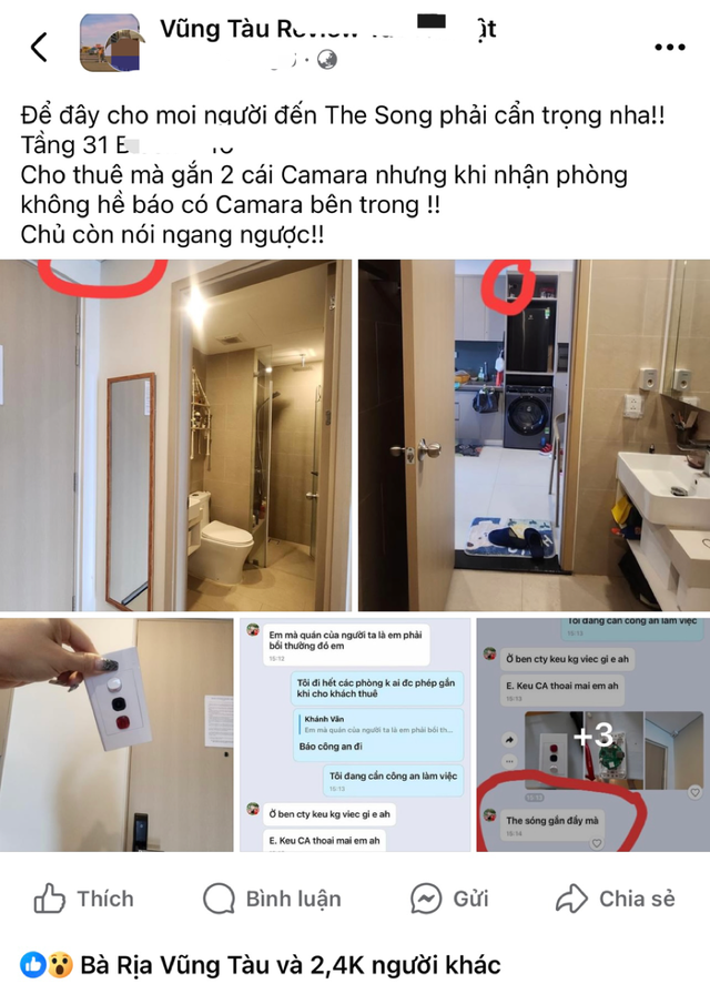 Phát hiện camera gắn trong căn hộ cho thuê, dân mạng "dậy sóng"- Ảnh 1.