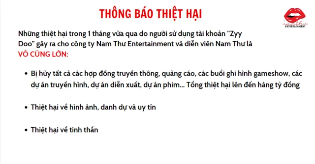 Nam Thư bị hủy tất cả hợp đồng, thiệt hại hàng tỉ? - Ảnh 1.