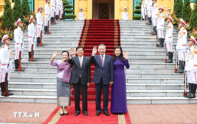 Tổng Bí thư, Chủ tịch nước Tô Lâm chủ trì Lễ đón Tổng Bí thư, Chủ tịch nước Lào Thongloun Sisoulith- Ảnh 3.