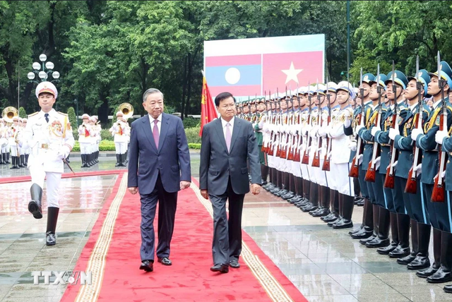 Tổng Bí thư, Chủ tịch nước Tô Lâm chủ trì Lễ đón Tổng Bí thư, Chủ tịch nước Lào Thongloun Sisoulith- Ảnh 1.