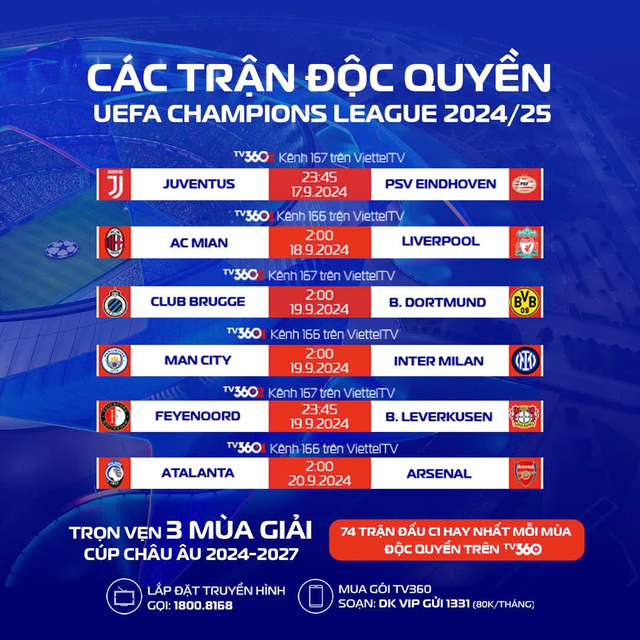 Đại tiệc Champion League trên TV360 cùng hệ gói cước siêu hấp dẫn- Ảnh 1.