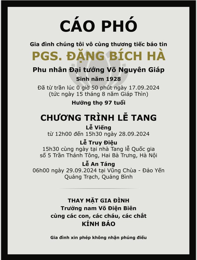 Phu nhân Đại tướng Võ Nguyên Giáp sẽ yên nghỉ tại Vũng Chùa - Đảo Yến- Ảnh 2.