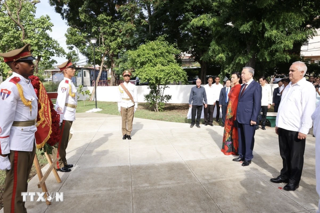 Tổng Bí thư, Chủ tịch nước Tô Lâm đặt vòng hoa tại Tượng đài Bác Hồ ở La Habana- Ảnh 3.