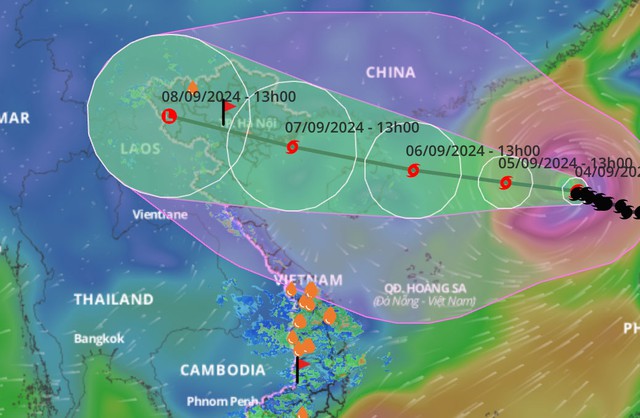 Dự báo hướng di chuyển của bão số 3