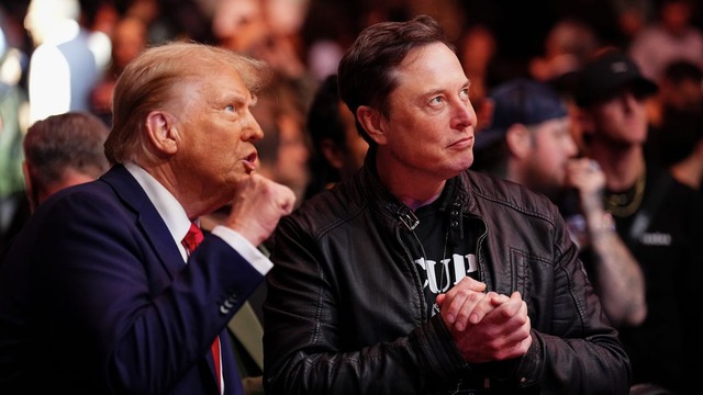 Tỉ phú Elon Musk và Tổng thống đắc cử Mỹ Donald Trump. Ảnh: Chris Unger/Zuffa LLC