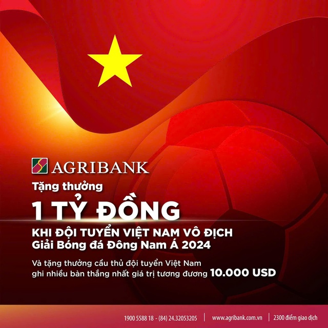 Agribank sẽ trao thưởng 1 tỉ đồng khi đội tuyển Việt Nam vô địch ASEAN Cup 2024- Ảnh 1.