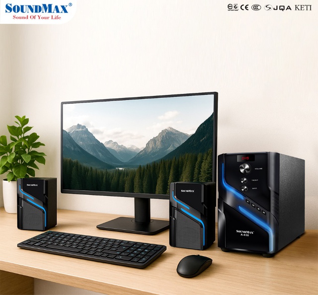 SoundMax A-838: Loa 2.1 gọn gàng, hiện đại, kết nối đa năng - Ảnh 1.