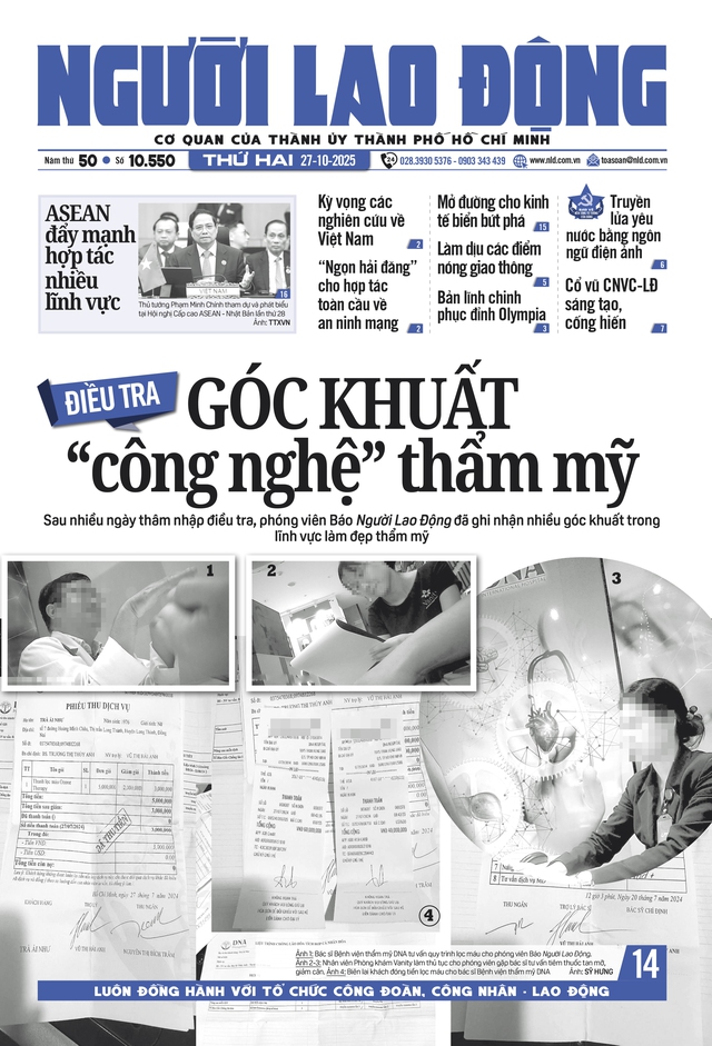Báo in Người Lao Động 27-10: Góc khuất “công nghệ” thẩm mỹ - Ảnh 1.