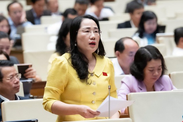 - Ảnh 1. Đại biểu Nguyễn Thị Thủy phát biểu một số vấn đề về sách giáo khoa. Ảnh: Phạm Thắng - Ảnh 1.