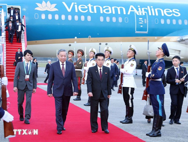 Những hình ảnh đầu tiên của Tổng Bí thư Tô Lâm tại Triều Tiên - Ảnh 7.
