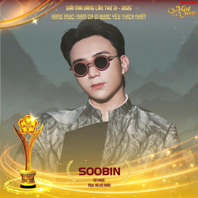 SOOBIN là ứng viên giải Mai Vàng lần thứ 31-2025 hạng mục Nam ca sĩ được yêu thích nhất - Ảnh 1.