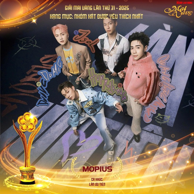 Nhóm MOPIUS là ứng viên giải Mai Vàng 31-2025 hạng mục Nhóm nhạc được yêu thích nhất  - Ảnh 1.