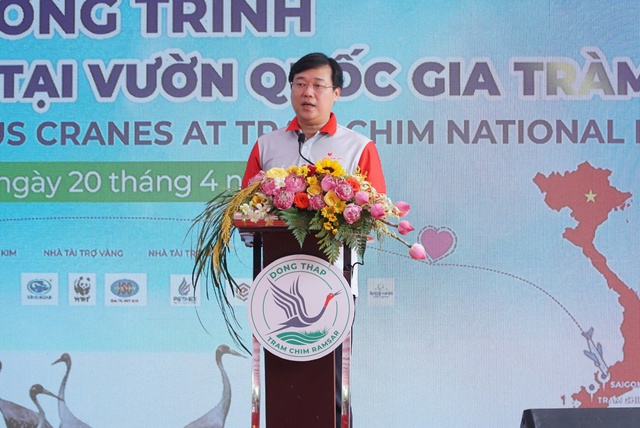 Tỉnh Đồng Tháp cam kết mạnh mẽ về bảo tồn sếu đầu đỏ- Ảnh 2.