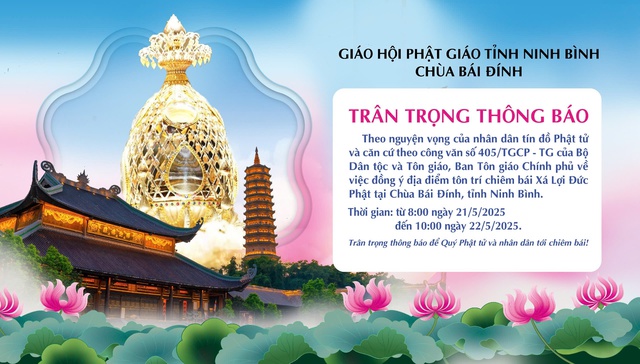 Chùa Bái Đính là địa điểm tiếp theo tôn trí xá lợi Đức Phật- Ảnh 1. Chùa Bái Đính là địa điểm tiếp theo tôn trí xá lợi Đức Phật- Ảnh 1.