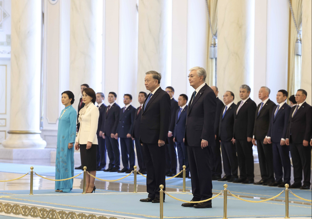 Lễ đón Tổng Bí thư Tô Lâm và Phu nhân thăm cấp Nhà nước Kazakhstan - Ảnh 3.