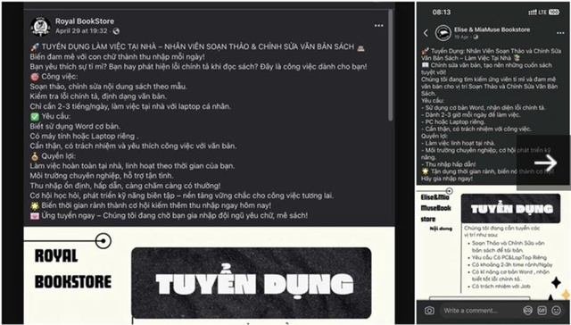 Mất tiền oan với chiêu tuyển dụng "việc nhẹ lương cao" trên mạng xã hội- Ảnh 2. Mất tiền oan với chiêu tuyển dụng "việc nhẹ lương cao" trên mạng xã hội- Ảnh 2.