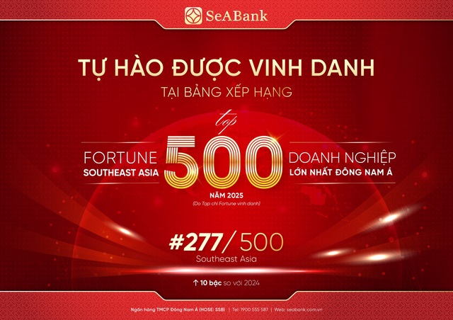 SeABank tăng 10 bậc trên bảng xếp hạng Fortune Southeast Asia 500- Ảnh 1. SeABank tăng 10 bậc trên bảng xếp hạng Fortune Southeast Asia 500- Ảnh 1.