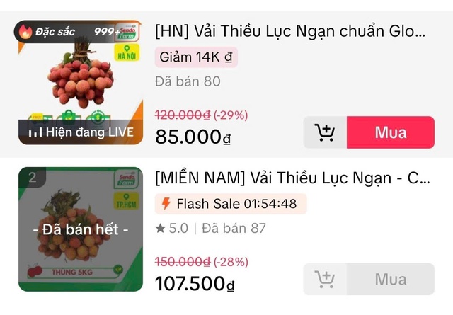 Vải thiều dội chợ rớt giá, đưa lên livestream 
